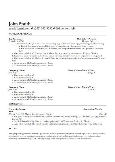 Minimal CV Template